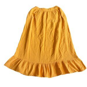 The Drop Cotton Midi Skirt Gauze Flare Pull-On Pockets Orange Size Medium Womens